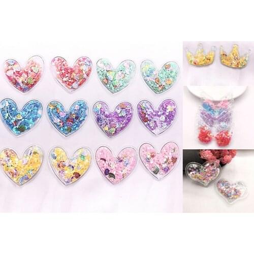10pcs Heart/Crown/Wings Transparent Plastic PVC Bag Color DIY Sequin Hair Pin Accessories Handmade Clothing Decorative Soft mix