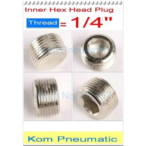 100x Free Shipping 1/4" Male Thread Internal Inner Hex Head Air Pipe Pneumatic Plug Cap Socket Fitting PT 1/4 Inch BD-02