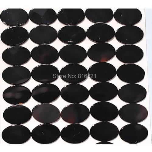 12 Pieces/lot) 10x13mm Black Agate stone Flat Oval Cabochon Beads Natural stone Flat Back cabochons