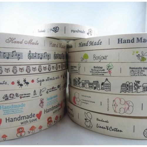 15Yards/lot Mixed Design Cartoon Owl Handmade Printed Cotton Ribbon DIY Sewing Tapes & Packing Accessories Satin Ruban Lace XM01