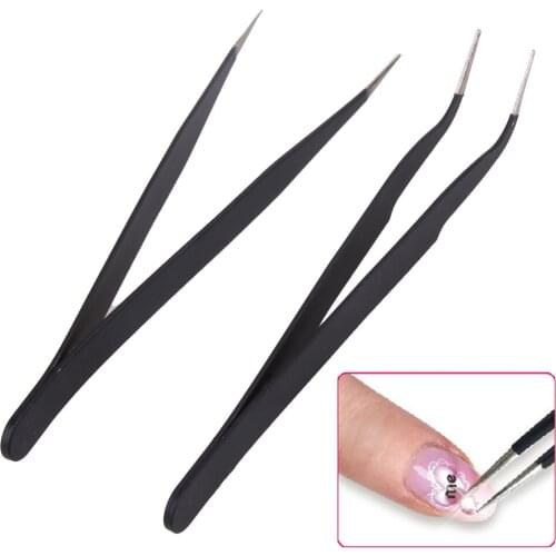 2 Black Acrylic Gel Nail Art Rhinestones Paillette Nipper Picking Tool