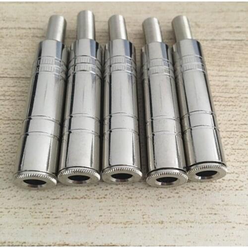 5pcs/bag Zinc Alloy Guitar Audio Cable Connector Stereo 6.35mm Female Plug Connector