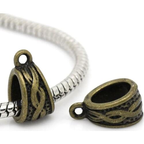 8SEASONS European Charm Bail Beads Triangle Antique Bronze Infinity Symbol Pattern Carved 14x7mm,Hole:8x5mm,50PCs (B28998)