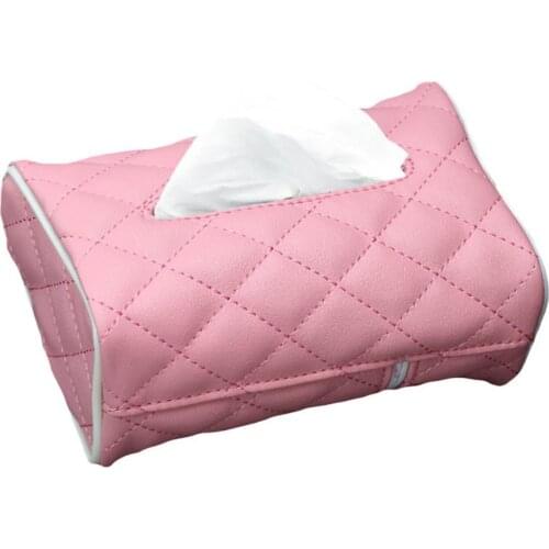 Car Auto Seat Back Rectangle Faux Leather Tissue Box Paper Napkin Holder Case