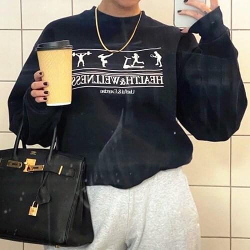 Calelinka Autumn New Sport Lovers Sweatshirt Black Long Sleeve Women Printed Pullover Plus Size Round Neck Ins Fashion Hoodies