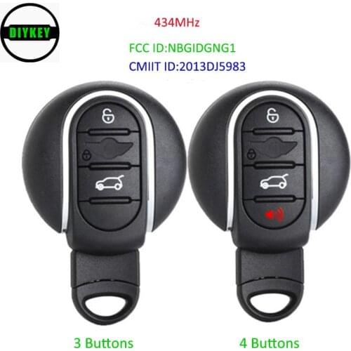 DIYKEY Smart Remote Car Key Fob 3 / 4 Button 433MHz for BMW MINI Cooper 2013- 2017 IC: 2694A-IDGNG1 FCC ID:NBGIDGNG1