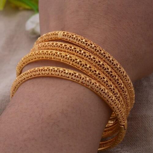 Dubai Luxury 24K gold Color Bangles For Women Indian bride Ethiopia Bangles&Bracelets African Indian wedding Jewelry Woman Gift
