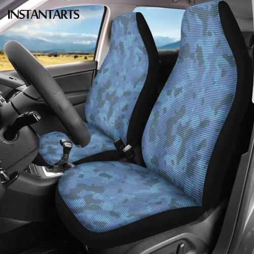 INSTANTARTS Camouflage Design Set of 2 Vehicle Seat Protector Slip-Resistant Universal Car Front Seat Covers Non Fade Seat Cover