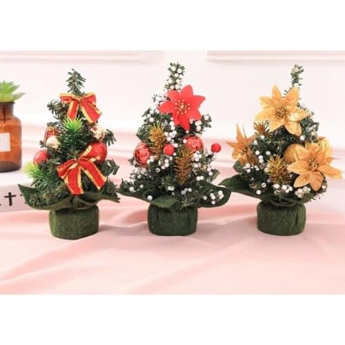 Christmas Artificial Mini Xams Tree 22CM Tree Tabletop Display Window Restaurant Front Desk Store Decorations Small Ornaments