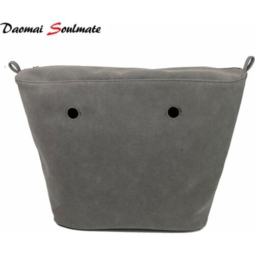 Deep Grey cashemere PU leahter insert interior Inner Lining Pocket for obag o bag accessories Classic Mini silicon bag handbag