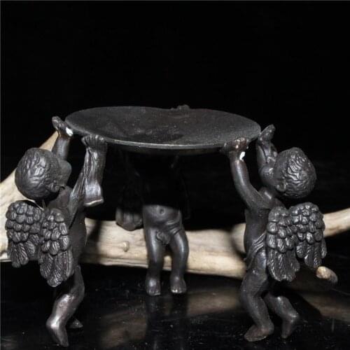 China old Beijing old goods Pure copper angel modeling wax table Lampstand