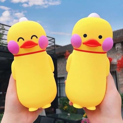 Creative Kawaii Yellow Duck Cute Cartoon Children Glass Cup Mini Funny Expression Glass Yellow Broken Duck Shape Leisure Bottle