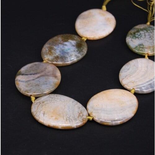 15.5"/strand Large Natural Grey Yellow Crack Agates Oval Slab Nugget Beads,Raw Gems Stone Slice Necklace Pendants Jewelry Making