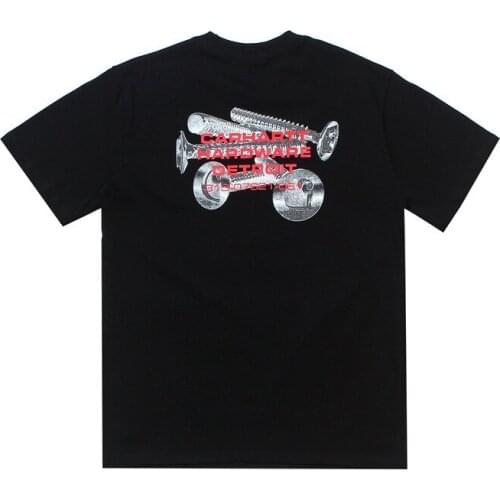 Summer Mens Tees Fashion Brand Carheartt Screw Printing O-neck Short Sleeve Unisex Hip Hop T-shirt Sports Top