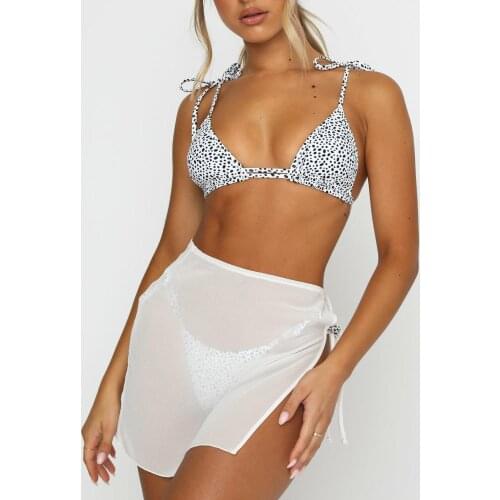 2021 Hot Womens Sexy Beach Cover-Ups Skirt Solid See-through Mesh Lace-up High Waist Skirt Swimswear Swimsuit Bathing Suit