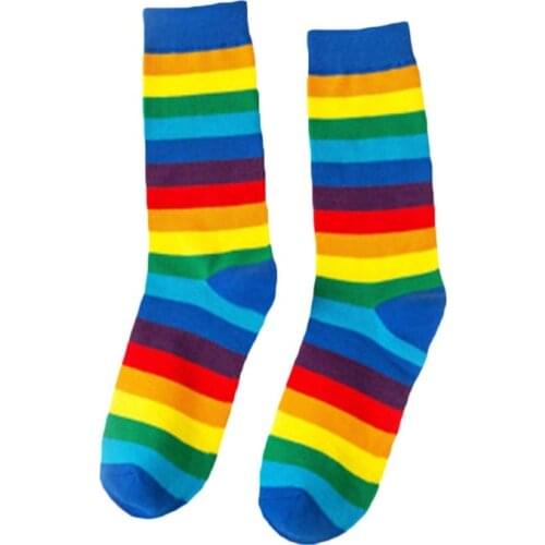 Fashion Novel Candy Color Socks Womens 2019 New Harajuku Style Rainbow Stripe Pattern Socks