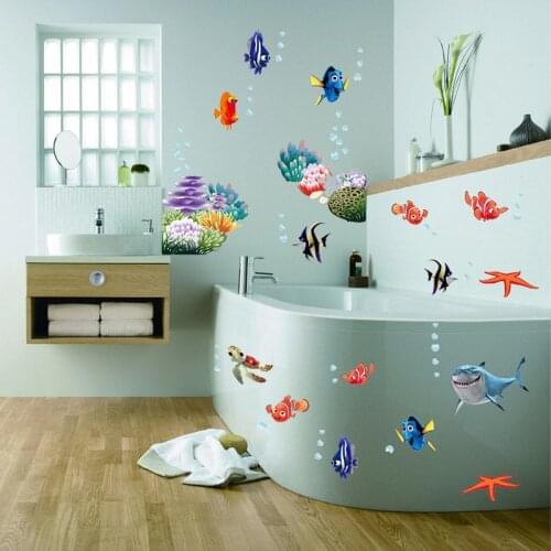 Find Nemo Dory Fish Wall Decals Kids Bedroom Bathroom Decorative Stickers Diy Cartoon Movie Animals Mural Art Children Gift