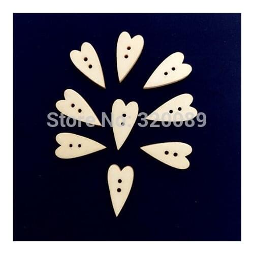 Natural Pretty 500pcs Heart Wood Buttons With 2 Holes Sewing Accessories Cardmaking Scrapbook Embellishments 11x21mm