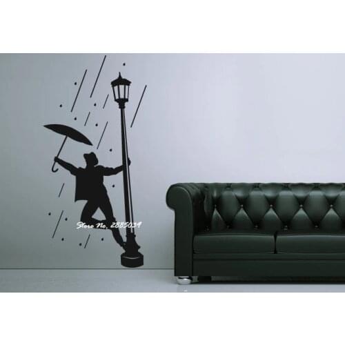 New Design Hot Selling Singing in the Rain Fashion Sticker DIY Vinyl Home Decor Art Living Room Mural Wall Decals poster LA232
