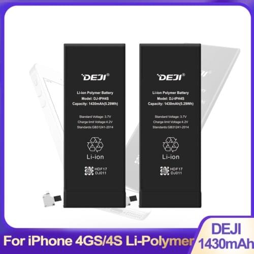 DEJI Original Li-Polymer Battery For iPhone 4GS/4S High Quality Real Capacity 1430mAh Internal Phone Batteries Replacement