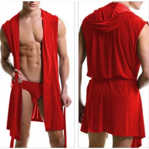 Best Price Men Sexy Pajamas Sleepwear Silk Pijama Hombre Hooded Bathrobe Men Bath 5 Color Set Summer Dress Bath Robe