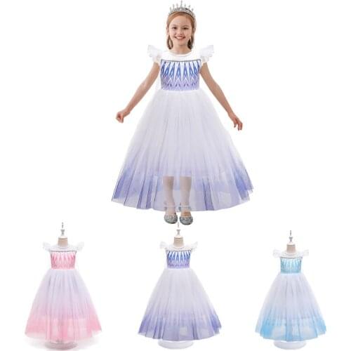 Elsa Princess Dress Snow Queen Summer Dresses Baby Kids Snowflake Costumes Halloween Christmas Dress Up