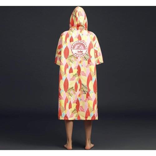 Hiturbo microfiber beach poncho towel antumn leaves robe water absorbent quick dry for swimming diving