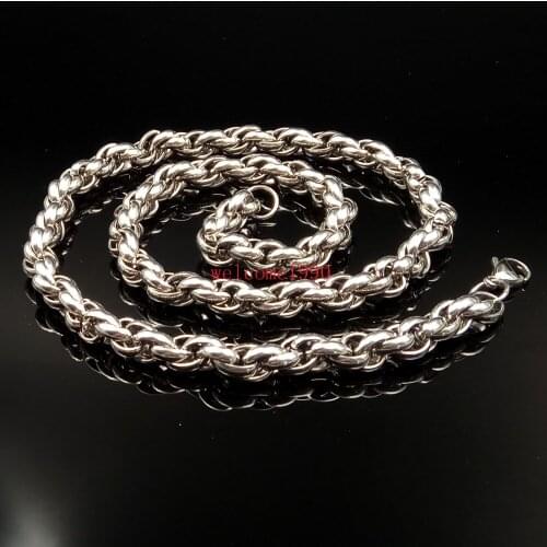 Daily Deals 9mm wide shiny 18''-32'' choose 316L Stainless Steel Huge Rope Chain Necklaces Fashion Jewelry for Men