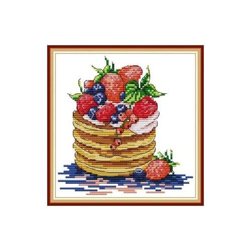 Joy Sunday cross stitch Kits Cake dessert afternoon tea pattern Printed Chinese embroidery needlework decorations for home gifts