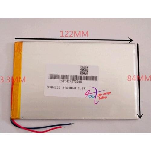 Size 3384122 3.7V 3600mah Lithium Tablet polymer battery with Protection Board For PDA Tablet PCs Digital Products F