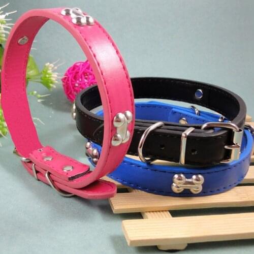 PU Leather Dog Collar for Medium Large Dogs Adjustable Puppy Cat Strap Dog Collar Width 2.0cm Color randomly sent