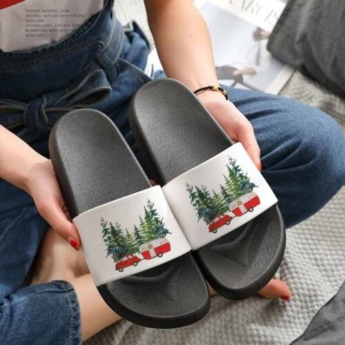 Summer Women Shoes Indoor bathroom home Sandals Cute Car Print Non-slip Thick bottom Slippers Beach Ladies Fashion Slides