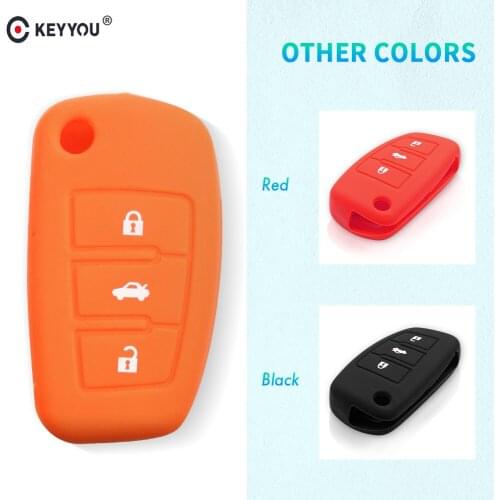 KEYYOU 3 Button Silicon Key Folding Cover Fob Shell Holder For Audi A3 A4 A6 A8 TT Protector Case Bag