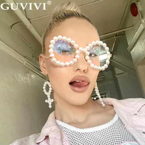 Pearl Cat Eye Sunglasses Women 2020 Elegant Oval Vintage Sunglasses Men Luxury Brand Designer Pilot Retro Sunglasses Eyewear