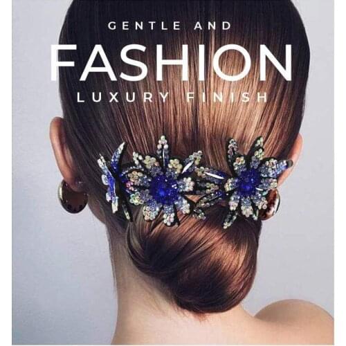 Rhinestone Hair Bun Claws Holders Colorful Bud Hair Claw Half-balloon Hair Clip Women Fashion Nest Expanding Rhinestone Hairpin