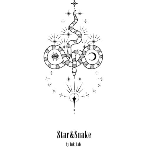 5MM×95MM snake tattoo stickers waterproof men and women long-lasting dark hand wrist net red style Starry and Snake