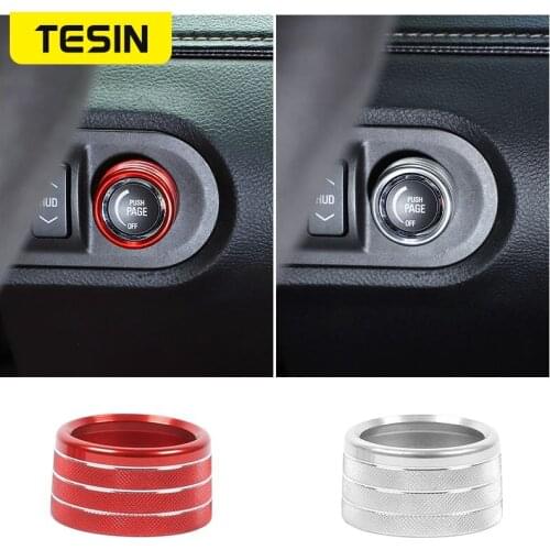 TESIN Car Interior Heads Up Display Control Switches Decoration Cover Bezel Ring Accessories For Chevy Camaro 2010-2015
