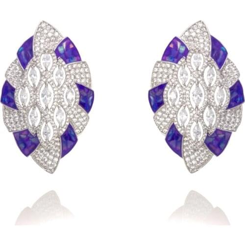 Tirim Luxury Abalone Shell Dangle Cubic Zirconia Earrings for Women Wedding Prom Party Anniversary Crystal Jewelry Earring