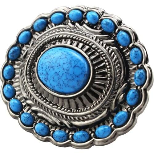 Vintage Turquoise Bohemia Cowboy Belt buckle Western Beryl Stone Jean Buckle