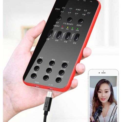 Live Sound Card Audio External USB Headset Microphone Live Broadcast Sound Card for Mobile Phone Computer PC