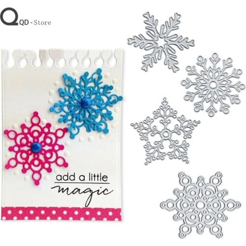 Scrapbook Cutting Dies Childrens Puzzle 4 Snowflakes Metal Cutting Dies New 2021 DIY Card Make Mould Model Craft Decoration