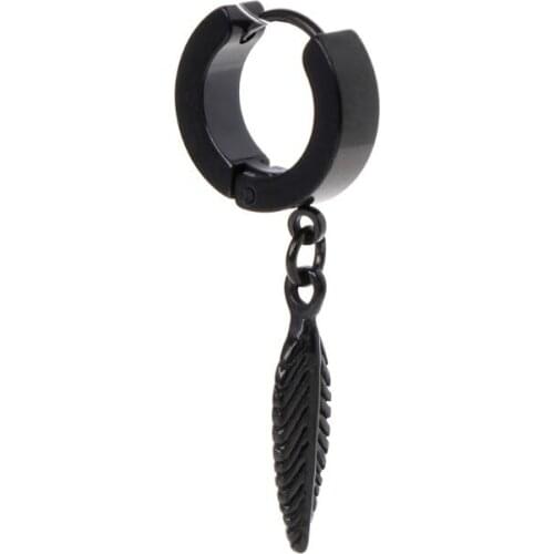 1pc New Arrival Punk Earrings Fashion Feather Pendant Personality Titanium Steel Buckle Women Men Jewelry Decoration