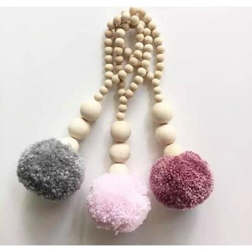 1PC New Nordic Style Big 15cm Wood Bead Tassel Wall Hanging Ornaments Kid Bedroom Home Decor MI 009