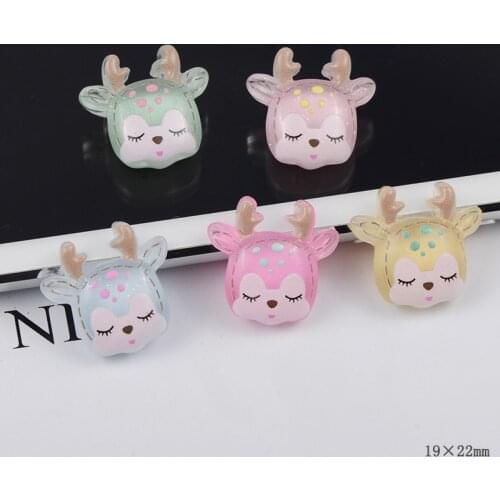 10pcs/lot 19X22mm Cute Resin Cartoon Deer Animal Flatback Cabochon For Kids Headwear DIY Decorative Embellishment