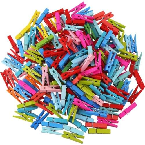 100pcs/lot Mini Wood Clips 3.5*0.7cm Metal Spring colorful Wood Clips for DTY Clothespin Craft Decor snack Clip Photo Clips Pegs