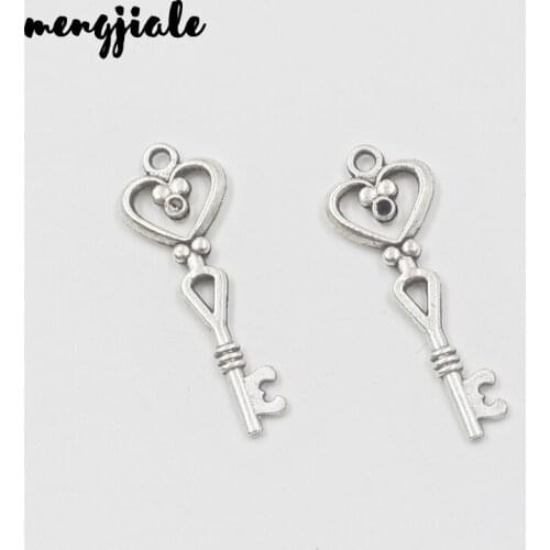 12pcs/lot Retro Style alloy love heart key Pendant Charm European Style DIY jewelry findings 41*15mm