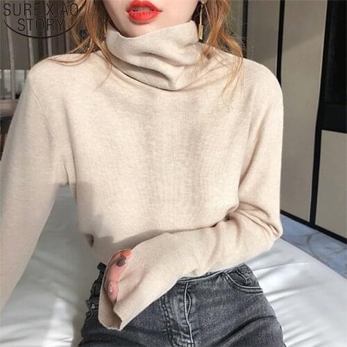 2021 Fashion Korean Turtleneck Sweater Women Autumn and Winter Loose Knitwear Solid 8 Colors Pullover Sweaters Ladies Tops 12317