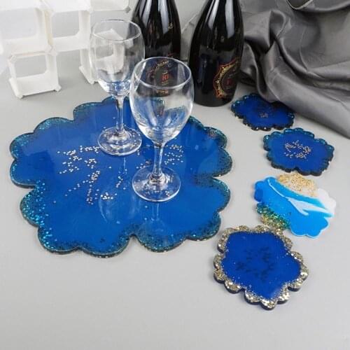 5Pcs/Set Mould Kit DIY Crystal Epoxy Mould Flower Coaster Tray Jewelry Craft Making Tools