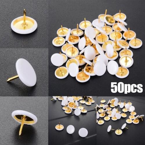 50pcs White Round Shape Push Pins Thumb Tacks for Office School Notice Board Cork Board Paper