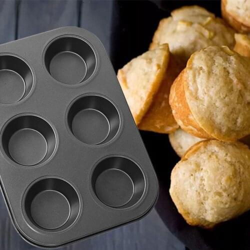 6 Grids Cupcake Baking Tray Nonstick Cake Baking Mold Tray Carbon Steel Baking Tray Mould